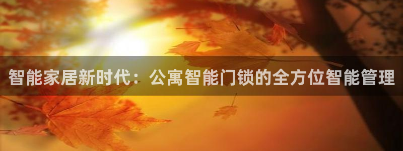 开丰娱乐官网首页：智能家居新时代：公寓智能门锁的全方位智能管